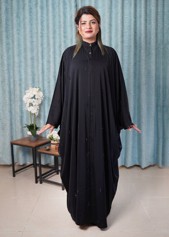 The Starlight Batwing Abaya | All, Over Embellished (rhinestones) Motif with Scarf