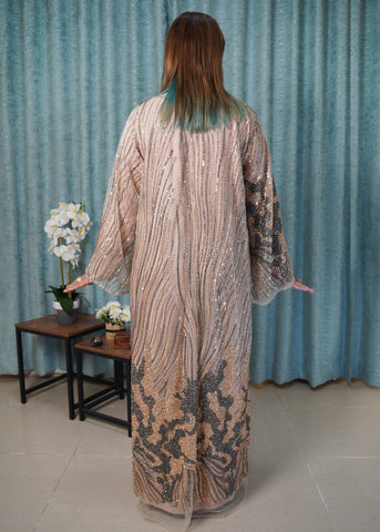 The Stardust Abaya Set | Embellished Open Kimono with Inner & Scarf